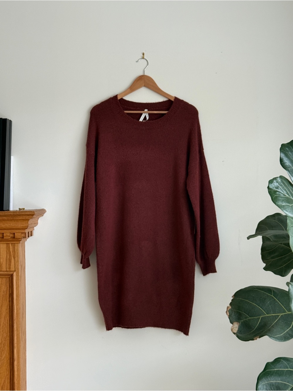 debut Wine-Red Crewneck Sweater Dress